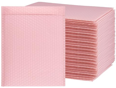 HOZEON Confezione da 50 buste imbottite impermeabili autosigillanti, per libri, vestiti, imballaggi per piccole imprese, 10 x 30,5 cm, colore: rosa chiaro