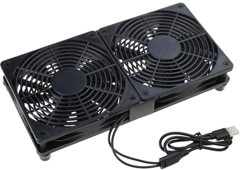 WATERBELINE Soporte de ventilador de refrigeración alimentado por USB de 120 mm para enrutador, redes de video de sonido, servidor, estaciones de trabajo, máquina de minería