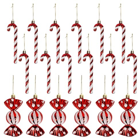 18 Stück Zuckerstangen Weihnachten Deko Weihnachtsbaum Anhänger Zuckerstangen Deko Glitzer Christbaumschmuck Rot & Weiß Weihnachtsbaumschmuck Süßigkeiten Weihnachtsanhänger Weihnachtsbaum Deko