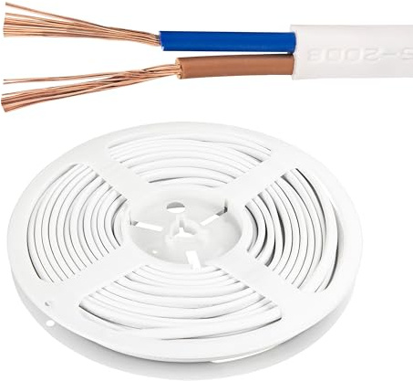 URCIANOW 0.75mm² 18AWG Twin Core 10m Flat White Cable 3182Y Flex Wire | 8A stranded tinned copper, flat white PVC sheath. For home appliances, lighting, DIY power extension. Indoor visible wiring