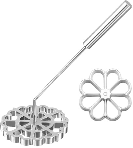Teenyyou 3 Pcs Bunuelos Mold with Handle Aluminum Achappam Mold Rosette Maker Kit Cookie Cake Tool Cast Waffle Rosette Iron Set Cooking Stamp Maker Kit for Kitchen Baking Housewares (Aluminum)