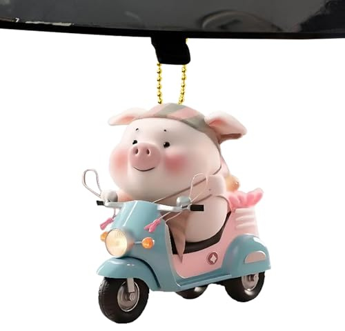 Qoukonao Pendentif Rétroviseur 2D Acrylique,Pendule Cochon Mignon - Décoration Esthétique Mignonne Pour Sac Habitacle Rétroviseur Clés Fenêtre Mur Porte