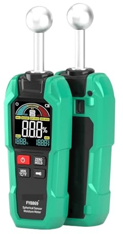 Misuratore di umidità del grano, Misuratore di umidità digitale for legno, igrometro sferico non distruttivo, registrazione 'umidità, rilevamento automatico 'umidità del legno