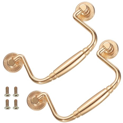 QUARKZMAN 2 Piezas Tirador De Cajón Tipo Asa De 4 81mm/3.2 Oro Champán | Tiradores De Cajón Oscilantes, Con De Distancia Entre Centros, Para Cajones
