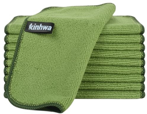 KinHwa Mikrofiberhanddukar grön rengöringsduk kök rengöringsdukar rengöringsdukar disktrasa tvättbar mikrofiber rengöringsduk miljövänlig och luddfri diskhanddukar mångsidiga 20 cm x 20 cm 10 stycken