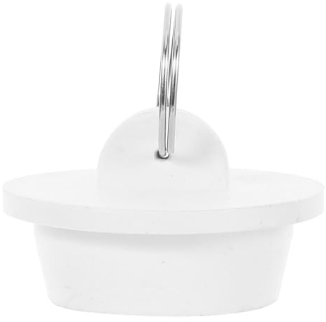 MUCKLILY Bathtub Drain Stopper with Pull Ring, 1-3/8 Inch White Rubber Sink and Washbasin Plug, Bathroom Tub Overflow Drain Cover Water Sealer for Kitchen and Bath