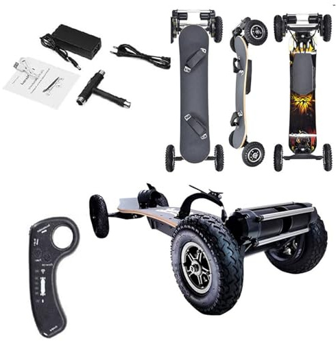 Lakenbroade All Terrain Skateboard Kiteboard Cross Country Mountainboard Big Wheel Downhill Longboard All Terrain Longboard Kite Board with Bindings for Cruising and Downhill Right.
