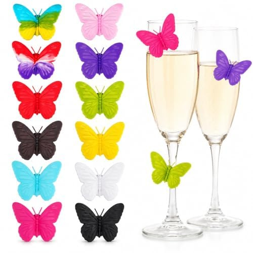Dawumin Glasmarkierer Silikon Wiederverwendbar, Glasmarker Silikon-Set zum Gläser Markieren, Glas Markierung Trinkgläser & Glas Markierer Trinkgläser, für Gläser für Party, Weingläser
