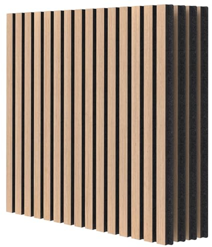 TANGZON 4-Pack Acoustic Panel, Sound Absorbing Wall Panels, Decorative Sound Proof Paneling for Accent Wall Ceiling Kitchen Living Room Bedroom (60 x 60 x 2cm/23.5 x 23.5 x 0.8”, 15 Slats)