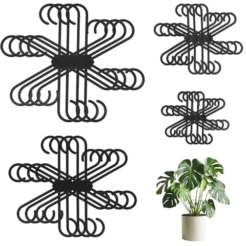 Nexaflow 16 Soportes para Plantas Estacas Negras, 4 Tamaños (6/8/11,5/13,5cm) Soportes De Tallos para Monstera Tomates Rosas Plantas De Interior Plantas Trepadoras