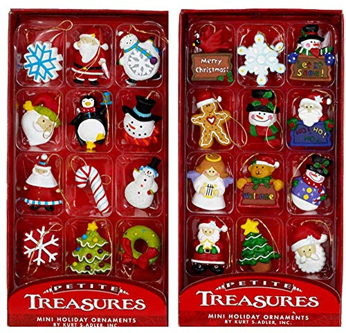 Kurt Adler Petite Treasures 12-Piece Miniature Ornaments Set, 2 Pack