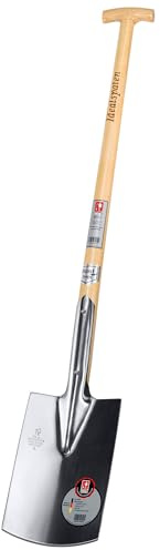 Idealiska spade 16110203 Ruhr-spade trädgårdsmästare med ask-T-tiel i rostfritt stål 85 x 29 cm, silver, 40 x 25 x 15 cm