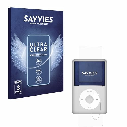 savvies Protector Pantalla para Apple iPod Classic (Frontal+Trasero, 5.5 Gen.) (6 Unidades) Película Ultra Transparente