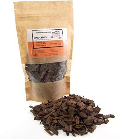 AlcoFermBrew Amerikanische Eichenholzchips Stark Getoastet 100g Für Wein und Spirituosen Intensives Röstaroma Vanille Karamell Kokos Eichenholzchips Reifung