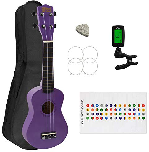 Mad Ukulele Soprano per Principianti con Borsa e Accordatore - Viola | Ukulele soprano viola con custodia e accordatore inclusi, ideale per principianti e studenti alle prime armi