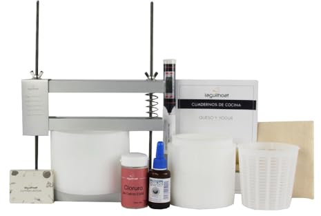 Cocinista Kit De Luxe para hacer queso y yogur en casa con prensa, moldes, fermentos y termómetro Kit completo para quesos frescos, prensados y curados, yogur, kéfir y cuajada
