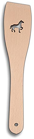 HOFMEISTER® Pfannenwender 30 cm aus Buche mit Pferde-Motiv – plastikfrei, schont beschichtete Pfannen (1 Stück)
