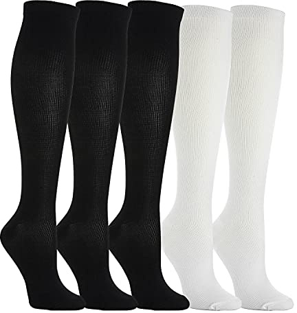 5 Paar Kompressionsstrümpfe Kniestrümpfe Stützstrümpfe Laufsocken für Damen & Herren, Sport, Laufen, Flug, Reisen, Schwangerschaft, Medizinische Kompressionssocken