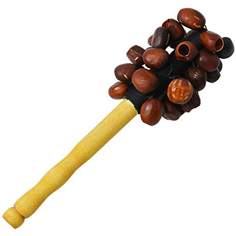 A-Star - Coctelera de vaina de semilla auténtica hecha a mano - 27 cm - Instrumento musical de percusión
