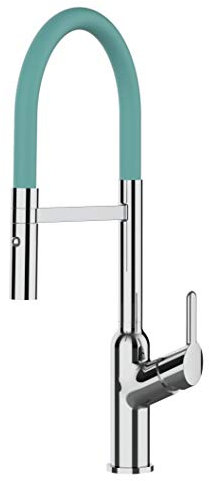 Rubinetto miscelatore design lavello cucina fontana professionale chef canna turchese movibile e doccia due getti staccabile
