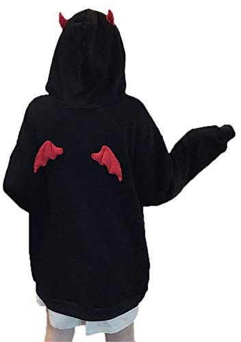 SIPEIEN Women Devil Wings Hooded Sweatshirt Loose Long Sleeve Hoody Pullover Hooded Sweater