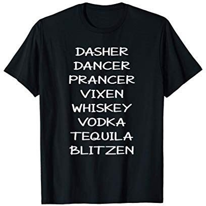 Whiskey Vodka Tequila Santa's Reindeer Christmas Drinking Camiseta