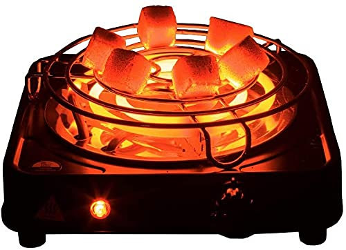 DIAMOND HOOKAH Premium Kohleanzünder elektrisch für Kohle und Einstellbare Temperaturkontrolle - 5 Stufen Hitze, Kohlen Ofen, Kohlenanzünder elektrisch - 1000 Watt