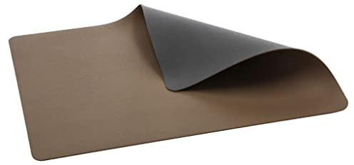 BITZ Tischset Abwaschbar, Platzset, Tischset Leder Look aus Kunststoff, 46 x 33 cm 4er-Set/4 Stück, Wood/Titanium