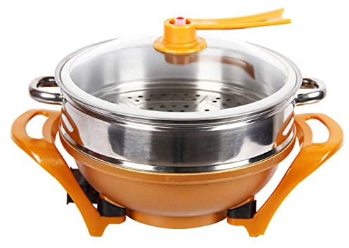 REJOON Olla eléctrica Multifuncional de diseño Separado, Olla eléctrica for cocinar estofado, Olla Caliente, Fideos, Huevos, Sopa, vaporera, Olla arrocera de 4,6 l con Tapa y vaporera