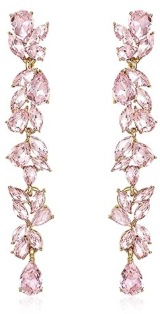 EVER FAITH Strass Kristall Kronleuchter baumeln Ohrringe Art Deco Marquise Teardrop lange baumeln Tropfen Ohrringe für Damen Braut Hochzeit Prom Klar Silber-Ton