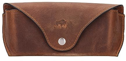 Solo Pelle Brillenetui ROAN aus echtem Leder, Brillen Etui mit Magnetverschluss Sonnenbrillenetui (Vintage Braun)