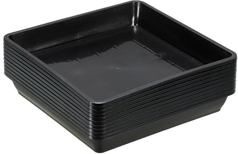 PATIKIL Pflanze Untertassen 6 10 Pack Quadratisch Plastik Blume Topf Dickere Pflanzen Tropfschalen für Innen Außen Garten Getopft Schwarz