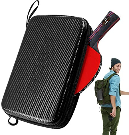 Pacienjo Tischtennis-Tasche, Hartschale, Tischtennistasche, Hartschale, Tischtennishülle, wasserdicht, großes Fassungsvermögen, für 2 Tischtennisschläger und mehrere Bälle