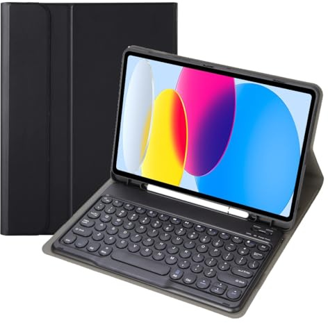 KcoxdCn Slim Candy Colors - Funda para teclado compatible con iPad Mini con soporte para bolígrafo S, soporte de múltiples ángulos, teclado inalámbrico desmontable (negro, iPad Mini 2, 3, 4, 5 (7.9