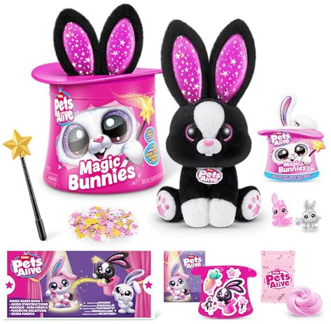 Pets Alive Magic Bunnies Black Bunny (Sootie) by ZURU Electronic Plush Unboxing Surprise Interactive Magic Toy