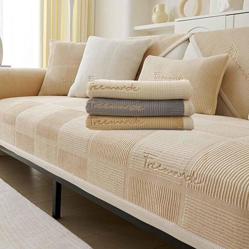 SANTUO Sofabezug Antirutsch,Sofa überzug Sofaschoner rutschfest,Sofa Cushion Sofaschutz L Form Ecksofa,Couch Bezug Schmutzabweisend Sofaschutz Hund Kratzschutz Katze,Khaki1-70x150cm