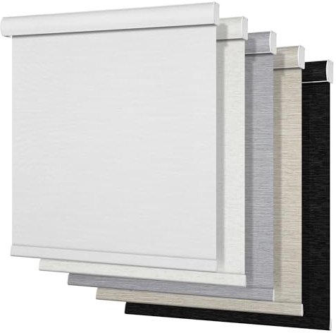 Boolegon Blackout Roller Shades for Windows,Cordless,Roller Blinds for Windows,Thermal Insulated Fabric UV Protection,Window Blinds Shades for Home,Office,Bedroom,Door,Blackout-Pure White,Custom Now