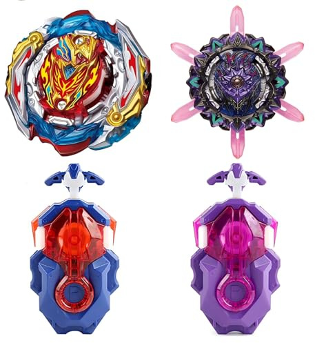 Netoke Gyros Turbo Set, 4D Metall Fusion Kampf Kreisel, Mit Battling Top Launcher, Geschenk-Sets,(B-201+B-169)