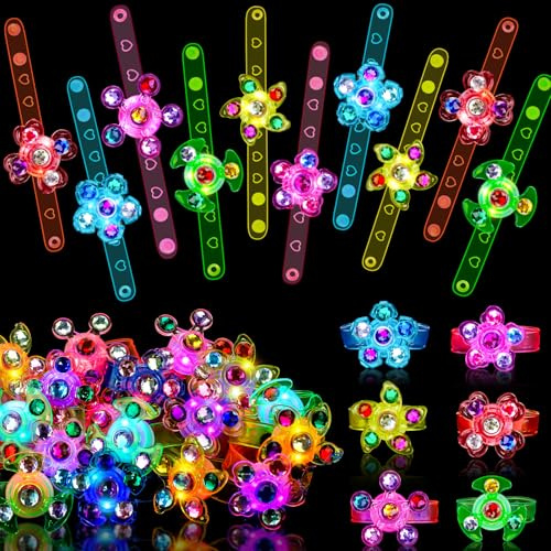 Lypsochaat 24 Stück LED Leuchtarmband Kinder Leuchtspielzeug Armbänder in der Dunkelheit Mitgebsel Kindergeburtstag Party Zubehör Weihnachten Hallowen Geburtstag Partyartikel