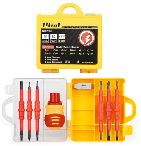 Insulated Screwdriver 14 in 1 Screwdriver Set with Interchangeable Bits Electricians Repair Tools