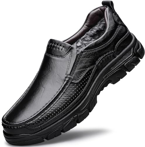 ZASDKE Men's Shoes Classic Loafers Slippers Casual Shoes Business Casual Leather Shoes, Black 9067 1, 9.5 UK