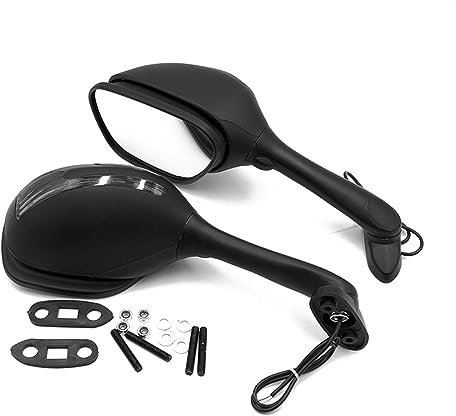 Lenkerendenspiegel Motorrad Motorrad Rückspiegel Mit Blinker Motorrad Rearview Außenspiegel Für Suzuki Für GSXR 600 750 1000 GSX-R600 GSX-R1000 Chopper Spiegel(Black)