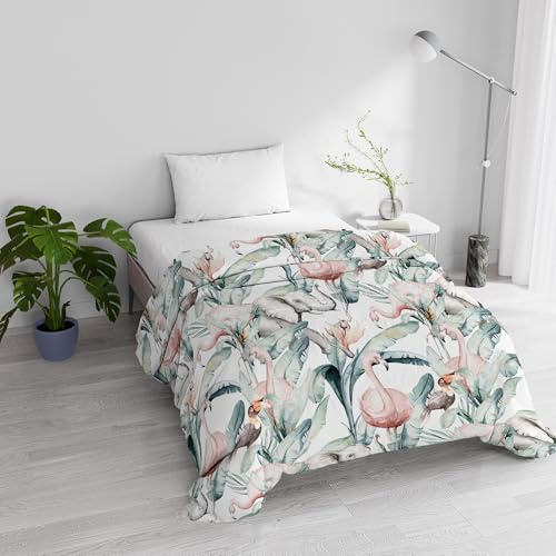 Trapunta Invernale Imbottita Letto Singolo 160x245cm DoubleFace BASIC fantasia DENNY, Made in Italy - Piumino Reversibile in morbida Microfibra 200gr/mq - Piumone Lavabile in Lavatrice