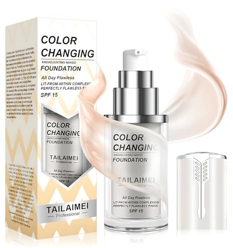 Allony Foundation Color Changing, SPF15 Color Changing Foundation, Erstellen Sie Eine Natürliche Farbwechselnde Foundation, Feuchtigkeitsspendender Concealer 40ML
