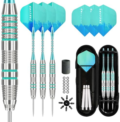 Lavishio Professional Steel Tip dartpfeile Metal Tip Set mit Extra 3 Dart Flights, 3 Ersatz Plastik Shaft + Rubber O'Rings + Extra Flights + Dart Sharpen (Blue)