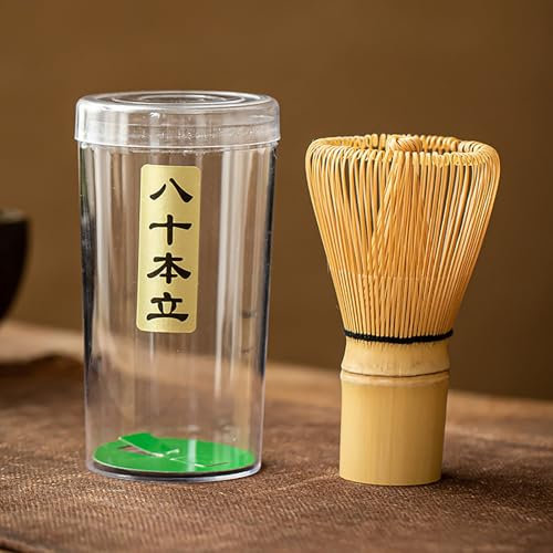 Batidor de ceremonia de té chino con caja, juego de batidor de matcha de bambú, accesorios de bambú para preparación de té en polvo