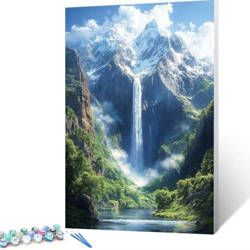 Malen Nach Zahlen Erwachsene Berg, Paint by Numbers Herbst Malen Nach Zahlen, DIY Vorgedruckte Leinwand Ölgemälde Kits, öLgemäLde Bastelset Erwachsene DIY, Home Haus Decor Geschenk 40x55cm Z-j8