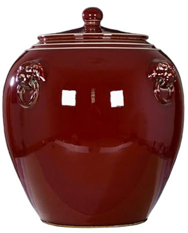 YVYKFZD Large Ceramic Rice Cylinder, Ceramic Rice Bucket Rice Container With Lid, Kitchen Food Storage Container, Sealed Rice Storage Box Chinese Grain Dispenser, for Flour, Corn, Tea(B 20KG)