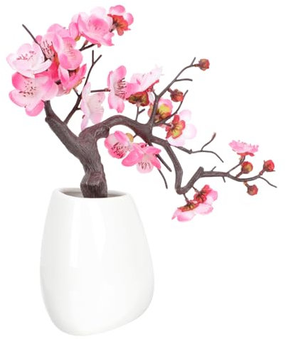 MAGICLULU Künstlicher Pflaumenblüten-Bonsai Realistische Blume Dekoration Im Topf Simulationspflanze Für Haus Und Büro Künstliche Pflaumenblüten-Ornamente Für Schreibtisch Und