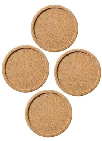Posavasos de Corcho Redondo 4 Unidades, 10cm, Madera